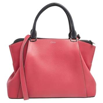 Pre Owned Cartier Pink/Navy Blue Leather Small C De Cartier Bag