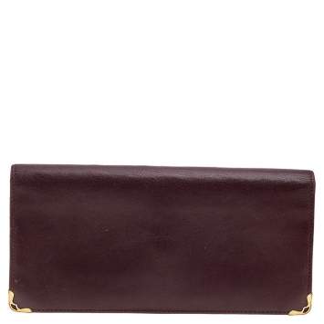 Pre Owned Cartier Burgundy Leather Must de Cartier Bifold Long Wallet