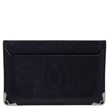 Pre Owned Cartier Black Leather Must de Cartier Card Holder