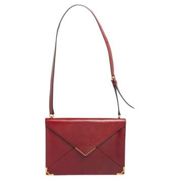 Pre Owned Cartier Red Leather Envelope Shoulder Bag