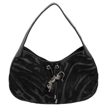 Pre Owned Cartier Black Calfhair and Leather Small Panthere de Cartier Bag