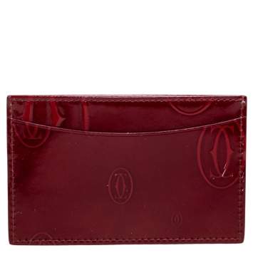 Pre Owned Cartier Red Patent Leather Happy Birthday Card Holder