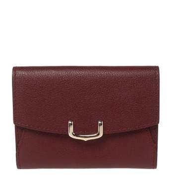 Pre Owned Cartier Red Leather C de Cartier Compact Wallet