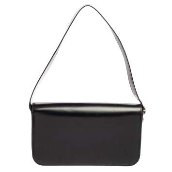 Pre Owned Cartier Black Leather Flap Shoulder Bag