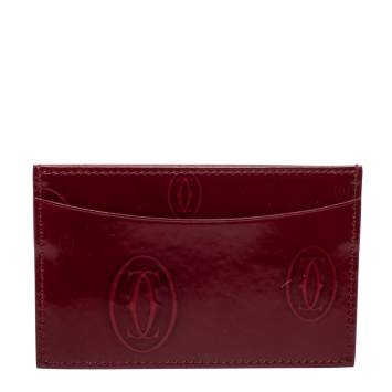 Pre Owned Cartier Red Patent Leather Happy Birthday Card Holder