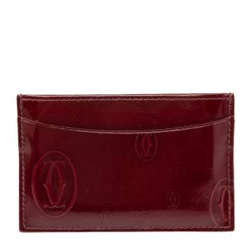 Pre Owned Cartier Red Patent Leather Happy Birthday Card Holder