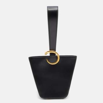 Pre Owned Cartier Black Leather Panthere Bucket Bag