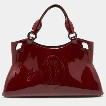 Pre Owned Cartier Dark Burgundy Patent Leather Small Marcello De Cartier Bag