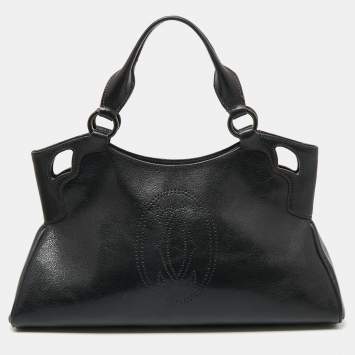 Pre Owned Cartier Black Leather Marcello de Cartier Bag
