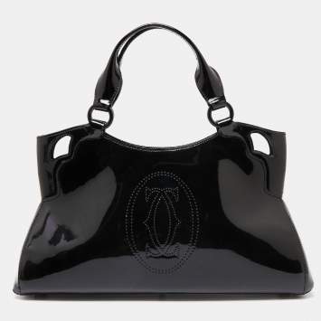 Pre Owned Cartier Red Black Patent Leather Marcello de Cartier Bag