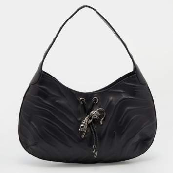 Pre Owned Cartier Black Leather Small Panthere de Cartier Bag