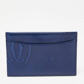 Pre Owned Cartier Blue Leather Happy Birthday Card Case