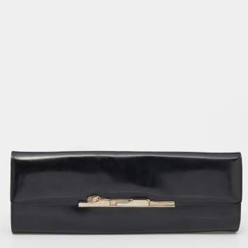 Pre Owned Cartier Black Patent Leather Panthere Art Deco Clutch