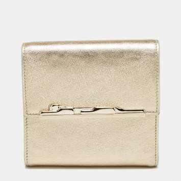 Pre Owned Cartier Metallic Gold Leather Compact Wallet