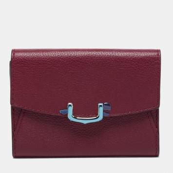 Pre Owned Cartier Maroon Leather C De Cartier Compact Wallet