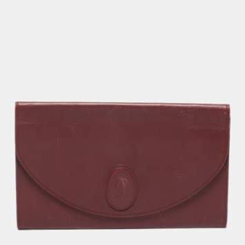 Pre Owned Cartier Burgundy Leather Vintage Les Must de Cartier Clutch