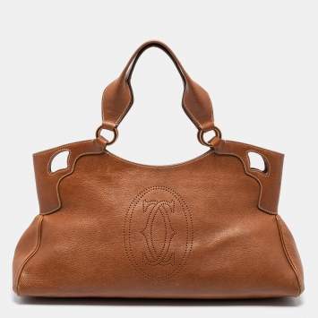 Pre Owned Cartier Brown Leather Marcello De Cartier Shoulder Bag