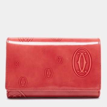 Pre Owned Cartier Rouge Patent Leather Happy Birthday Compact Wallet