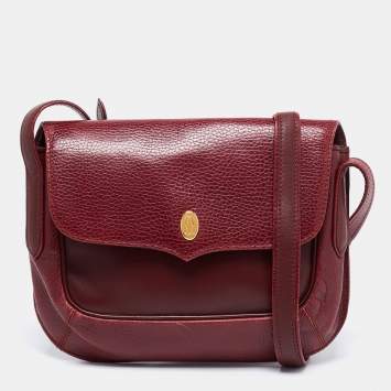 Pre Owned Cartier Burgundy Leather Must de Cartier Shoulder Bag
