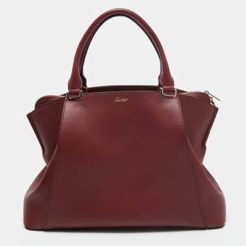 Pre Owned Cartier Maroon Leather Medium C De Cartier Satchel