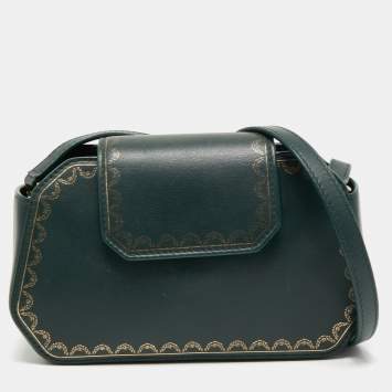 Pre Owned Cartier Green Leather Guirlande de Cartier Shoulder Bag 