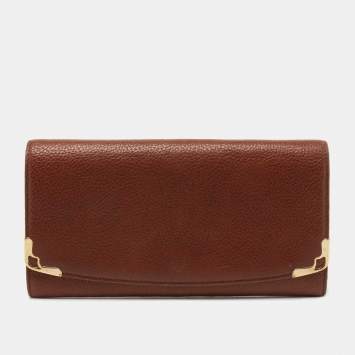 Pre Owned Cartier Brown Leather Must de Cartier Continental Wallet