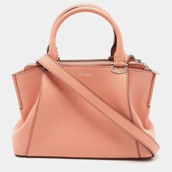 Pre Owned Cartier Peach Leather Mini C de Cartier Satchel