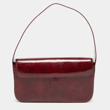 Pre Owned Cartier Burgundy Patent Leather Happy Birthday Baguette Bag