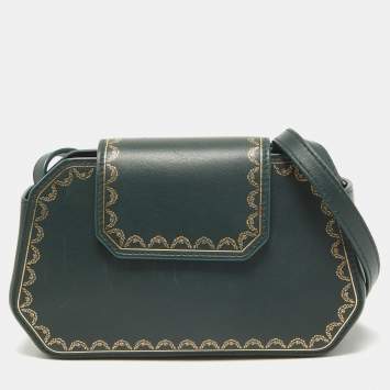 Pre Owned Cartier Green Leather Nano Guirlande De Cartier Bag