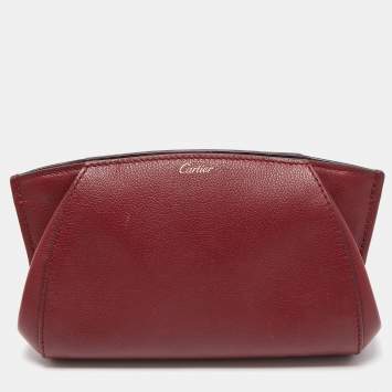 Pre Owned Cartier Red Leather C De Cartier Clutch