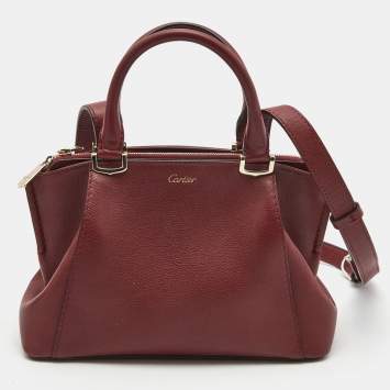 Pre Owned Cartier Burgundy Leather Mini C de Cartier Satchel