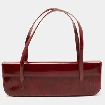 Pre Owned Cartier Red Gloss Leather Happy Birthday Cabochon Shoulder Bag