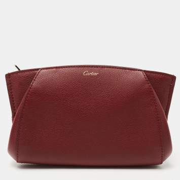 Pre Owned Cartier Red Leather C De Cartier Clutch