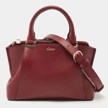 Pre Owned Cartier Red Leather Mini C de Cartier Satchel             