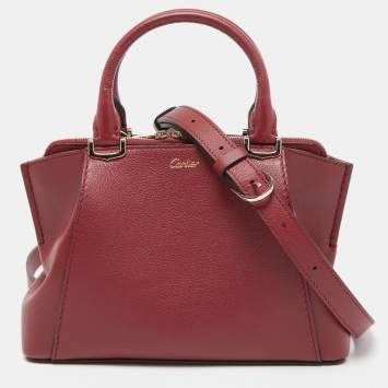 Pre Owned Cartier Red Leather Mini C de Cartier Satchel