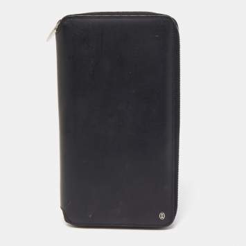 Pre Owned Cartier Black Leather Zip Around Organizer Clutch