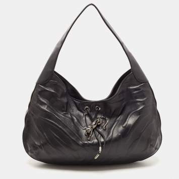 Pre Owned Cartier Black Leather Medium Panthere de Cartier Bag