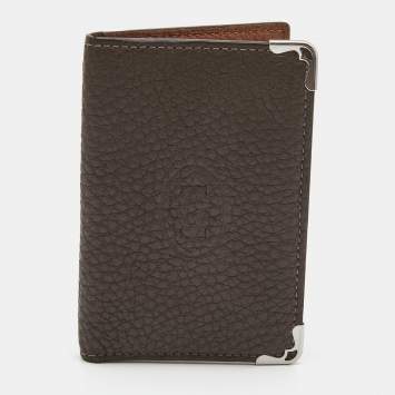 Pre Owned Cartier Grey Leather Must de Cartier Bifold Card Case