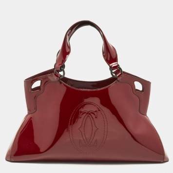 Pre Owned Cartier Burgundy Patent Leather Large Marcello de Cartier Bag