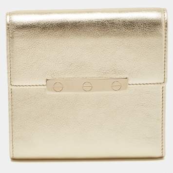 Pre Owned Cartier Gold Leather Love Compact Wallet 
