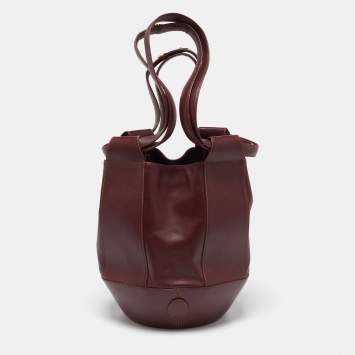 Pre Owned Cartier Burgundy Leather Must de Cartier Bucket Bag