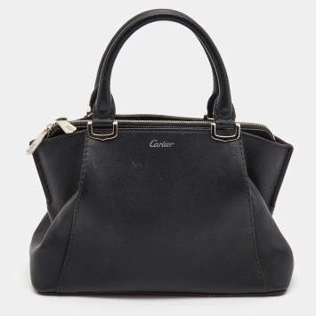 Pre Owned Cartier Black Leather Mini C de Cartier Satchel