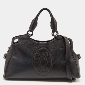 Pre Owned Cartier Black Leather Small Marcello de Cartier Bag