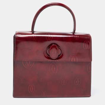 Pre Owned Cartier Red Patent Leather Happy Birthday Top Handle Bag