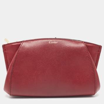 Pre Owned Cartier Red Leather C De Cartier Clutch