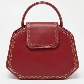 Pre Owned Cartier Red Leather Mini Guirlande De Cartier Top Handle Bag