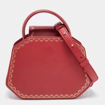 Pre Owned Cartier Red Leather Mini Guirlande De Cartier Top Handle Bag