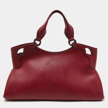 Pre Owned Cartier Red Leather Medium Marcello de Cartier Bag