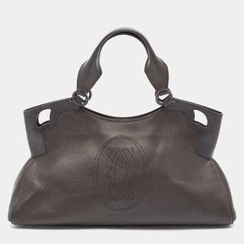 Pre Owned Cartier Black Karung Leather Medium Marcello de Cartier Bag