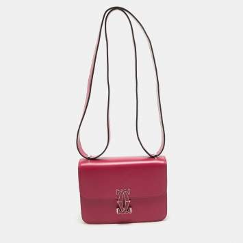 Pre Owned Cartier Fuchsia Leather Nano C De Cartier Shoulder Bag